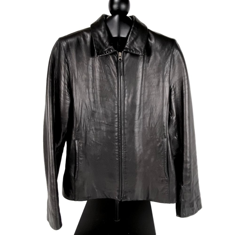 Couture by J. Park Lambskin Leather Jacket Womens M Black Coat Soft Comfort Fine